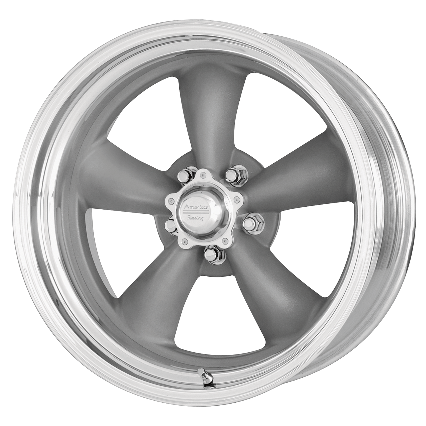 American Racing Vintage VN215 CLASSIC TORQ THRUST II 18X8 0 5X120.65 MAG GRAY MACHINED LIP