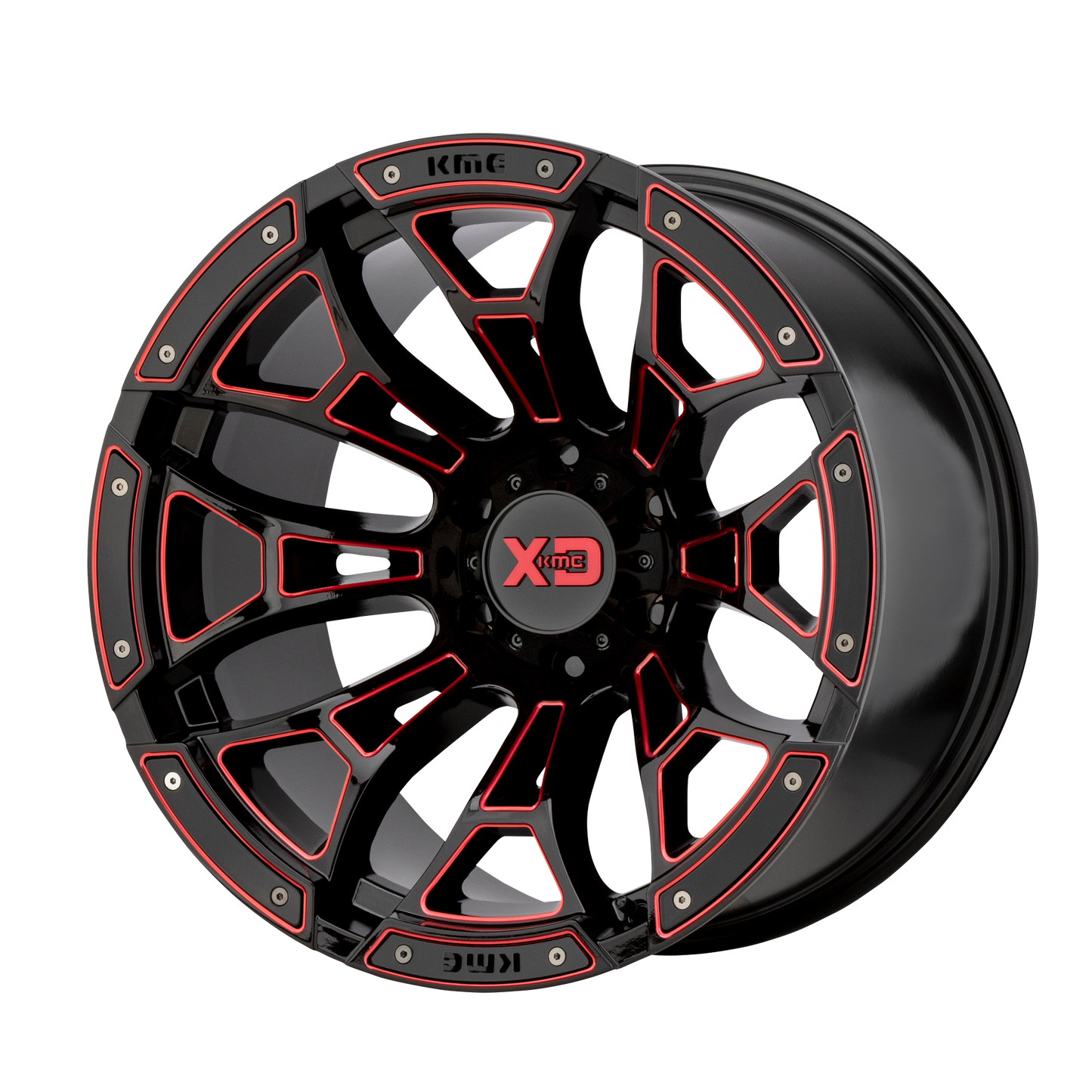 BONEYARD 20x10 8x165.10 GLOSS BLACK MILLED W/ RED TINT (-18 mm) - Tires and Engine Performance