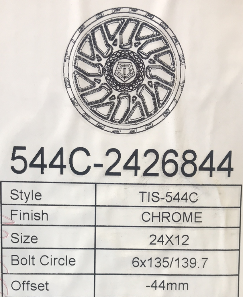 TIS 544C 24x12 -44 6x135/6x139.7 CHROME - Tires and Engine Performance