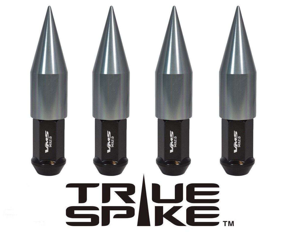 TRUE SPIKE Lug Nut Cap Aluminum -Spike 2 25mm Width 73mm Height Tip (4pc Set) LGC025 - Tires and Engine Performance