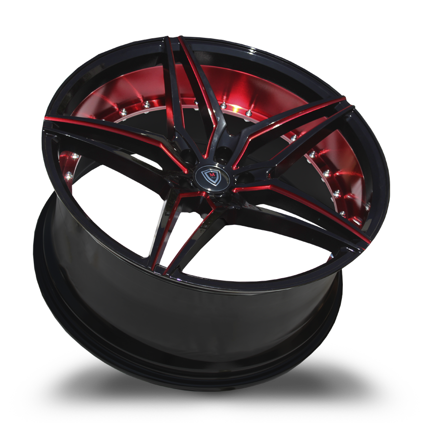 Marquee M3259 Front 20x9 ET 33 Back 20x10.5 ET 38 5x120 Gloss Black Red Milled/Red Inner - Tires and Engine Performance