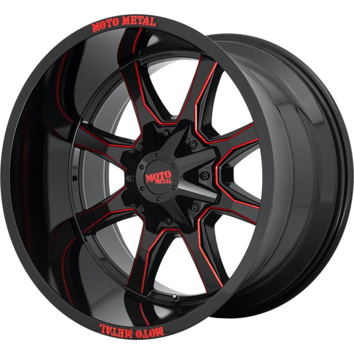 Moto Metal MO970 20x10 -18 5x127 (5x5)/5x139.7 (5x5.5) Black with Milled Red - Tires and Engine Performance