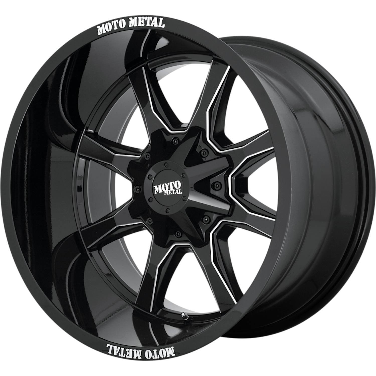 Moto Metal MO970 20x10 -18 5x127 (5x5)/5x139.7 (5x5.5) Gloss Black with Milled Spoke Edges - Tires and Engine Performance