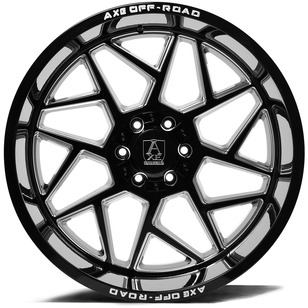 AXE Nemesis 24x12 -44 8X180 Gloss Black Milled - Tires and Engine Performance