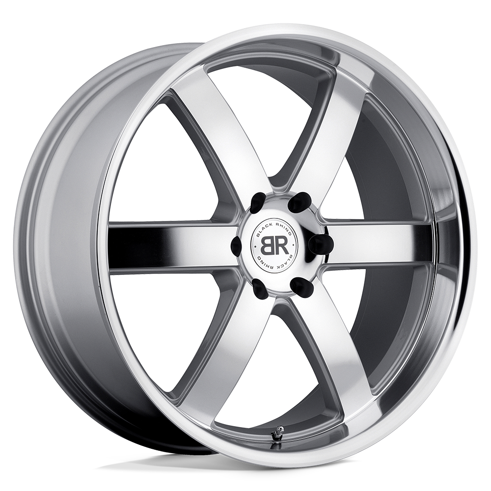 BLACK RHINO PONDORA 24X10 25 6X139.7 SILVER W/ MACHINE FACE & LIP