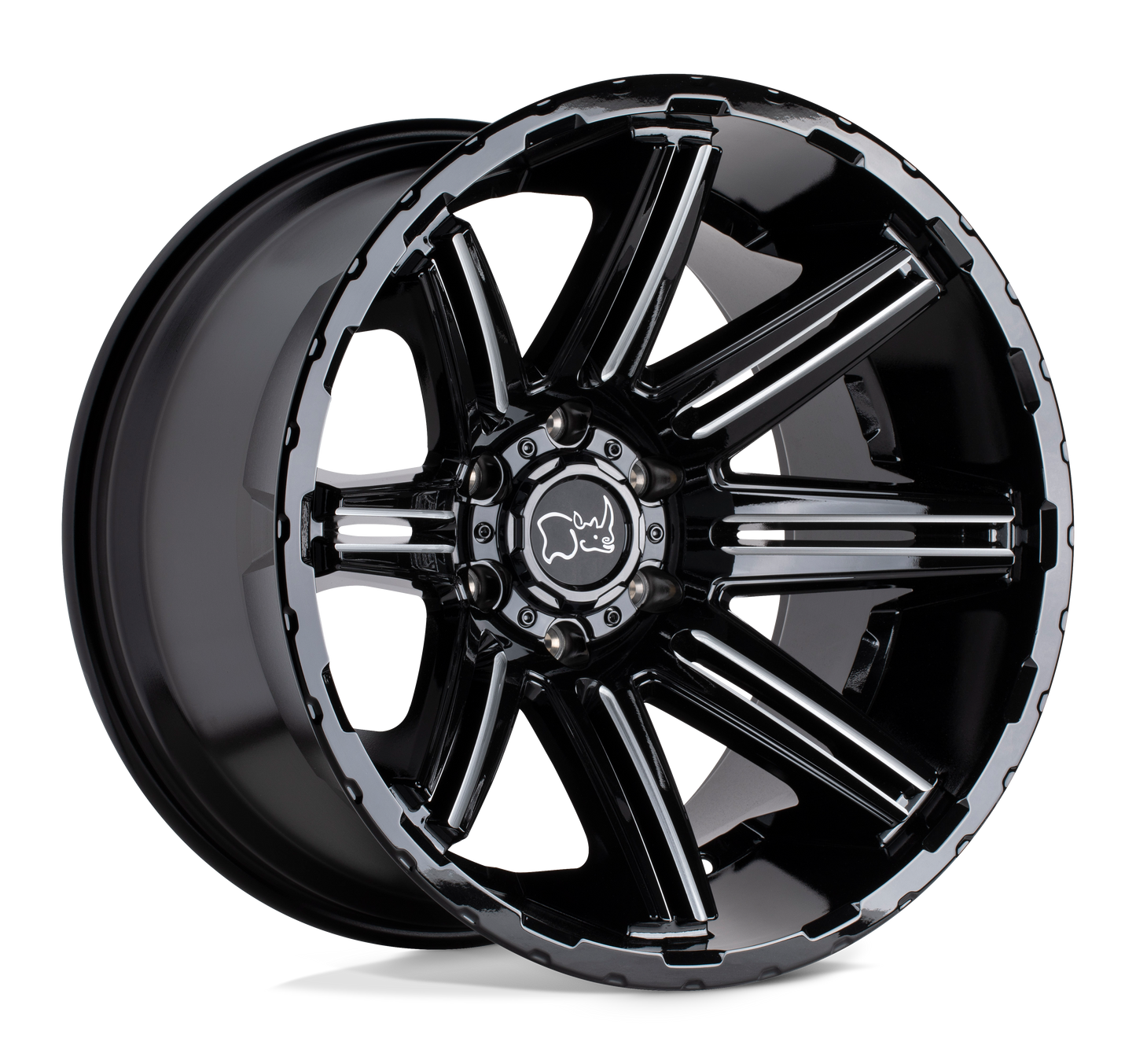 Black Rhino RAMPAGE 20X9.5 12 6X135/6X135 GLOSS BLACK W/ MIRROR CUT FACE & TRANSLUCENT CLEAR