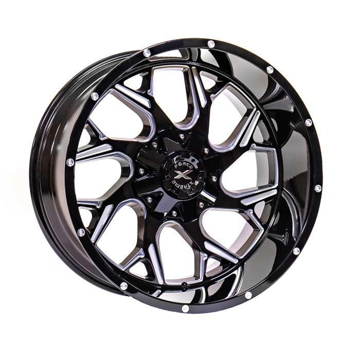 Xtreme Force Raptor 20x10 -25 5X127 (5X5)/5X139.7 (5X5.5) Black and Milled - Tires and Engine Performance