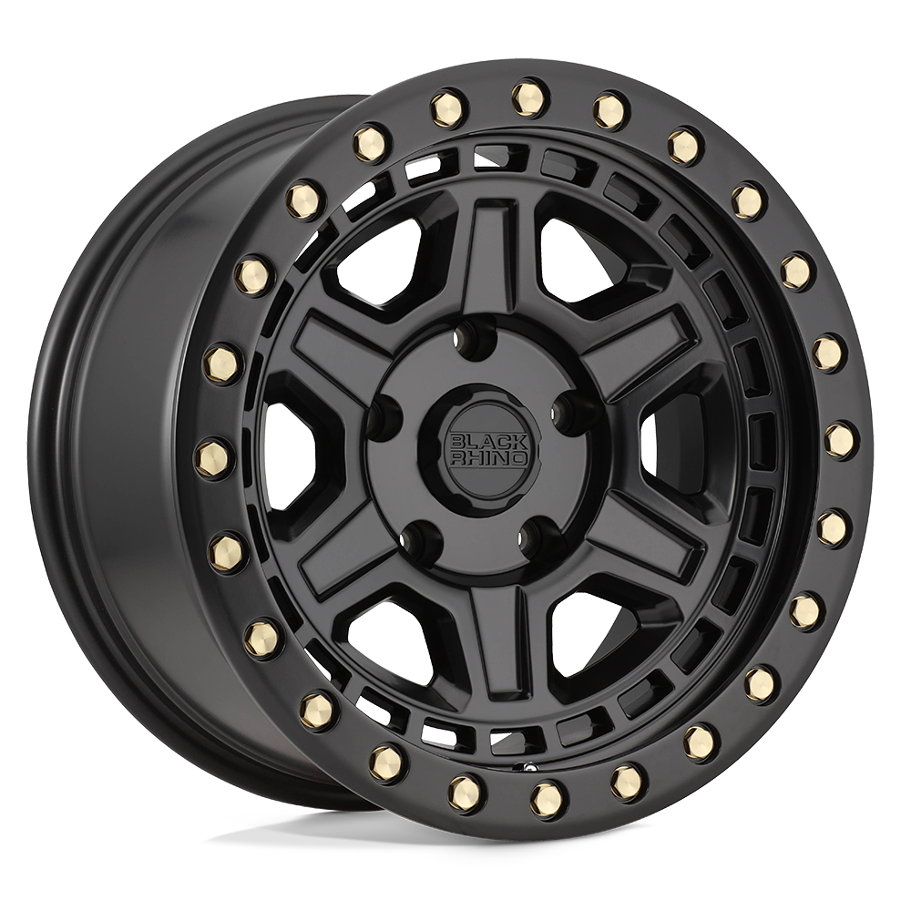 Black Rhino RENO 17X9 -18 5X114.3/5X4.5 MATTE BLACK W/ BRASS BOLTS