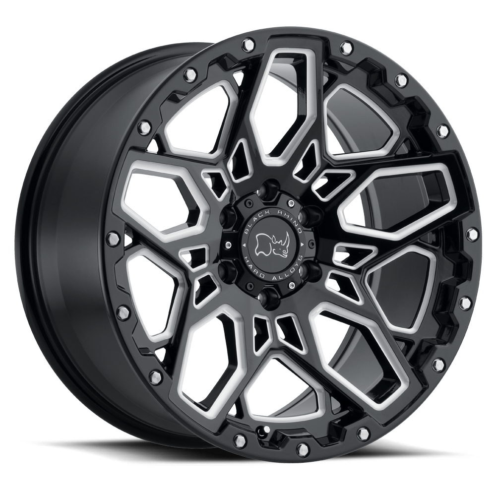 Black Rhino SHRAPNEL 17X9.5 12 6X135/6X135 GLOSS BLACK W/ MILLED SPOKES