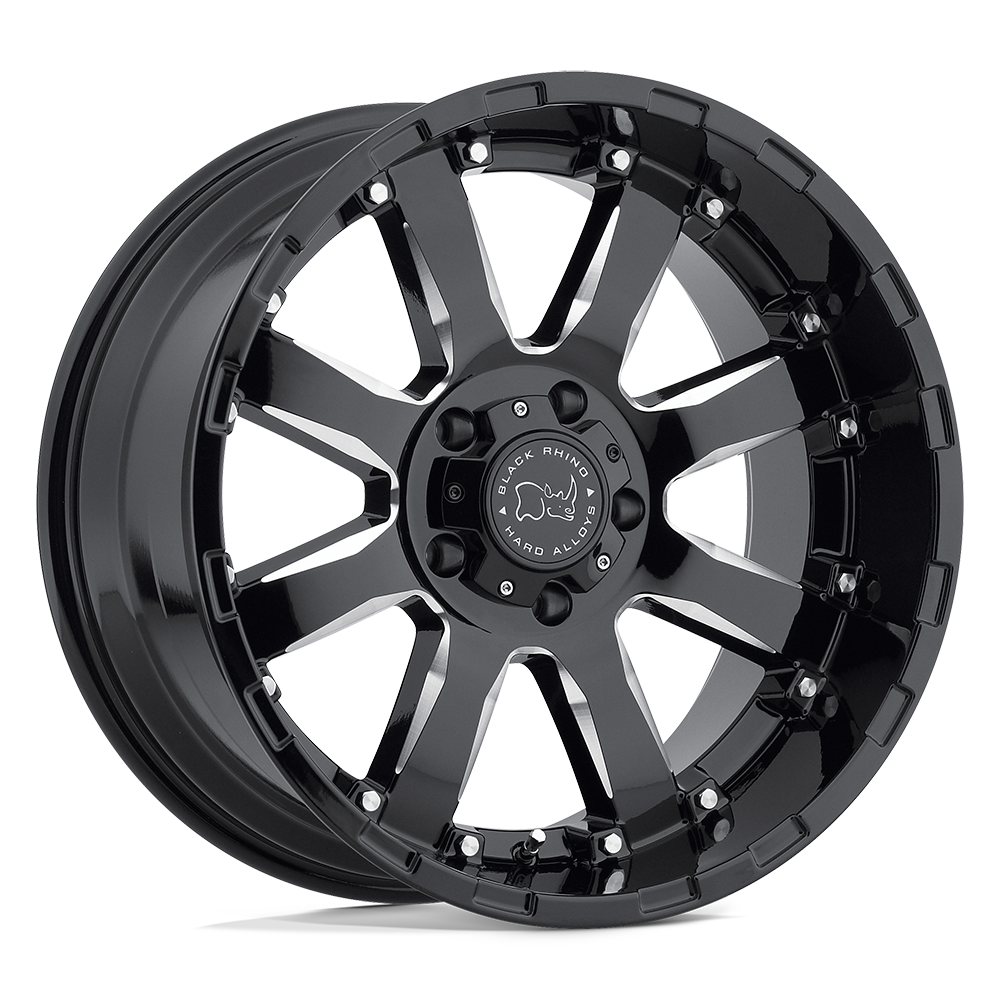 Black Rhino SIERRA 20X11.5 -44 8X165.1/8X6.5 GLOSS BLACK W/ MILLED SPOKES