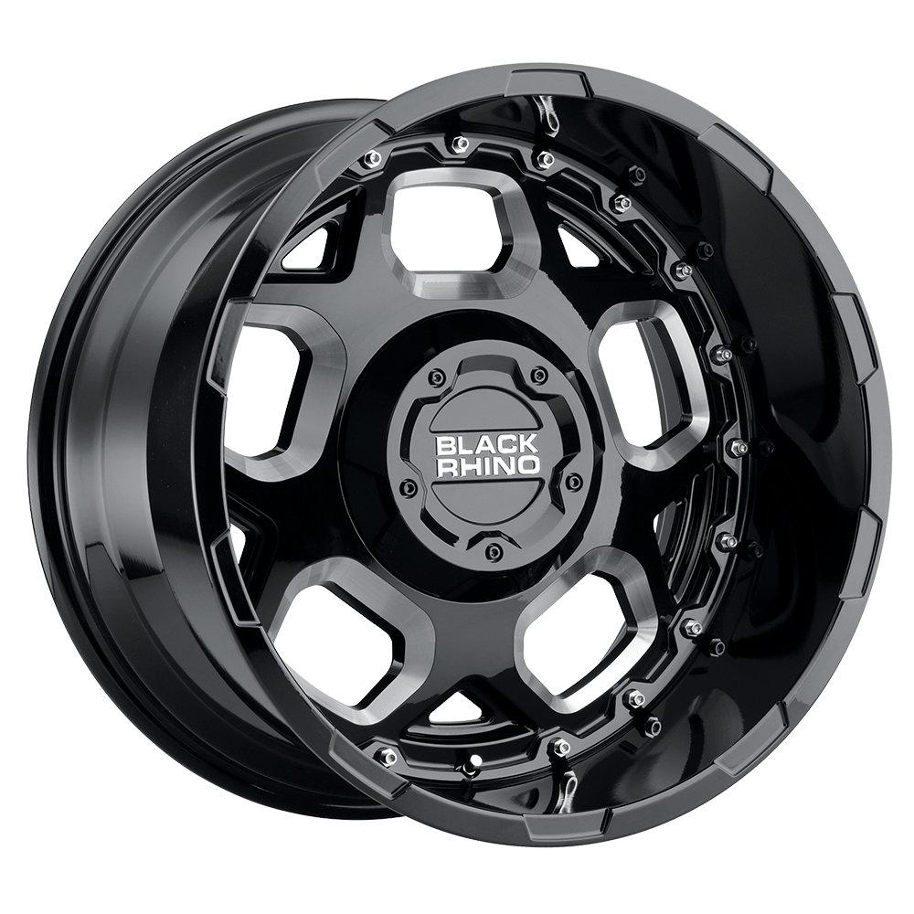 BLACK RHINO GUSSET 17X9.5 0 5X139.7 GLOSS BLACK W/ MILLED SPOKES