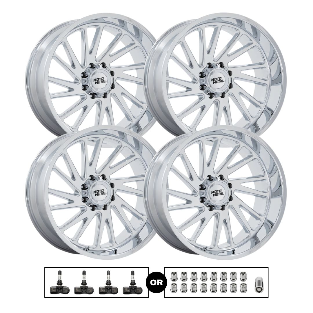 Moto Metal MO811 Combat 20x10 6x135 Chrome 4pcs | Fits Ford F-150 | Free TPMS Sensors or Lug Nuts