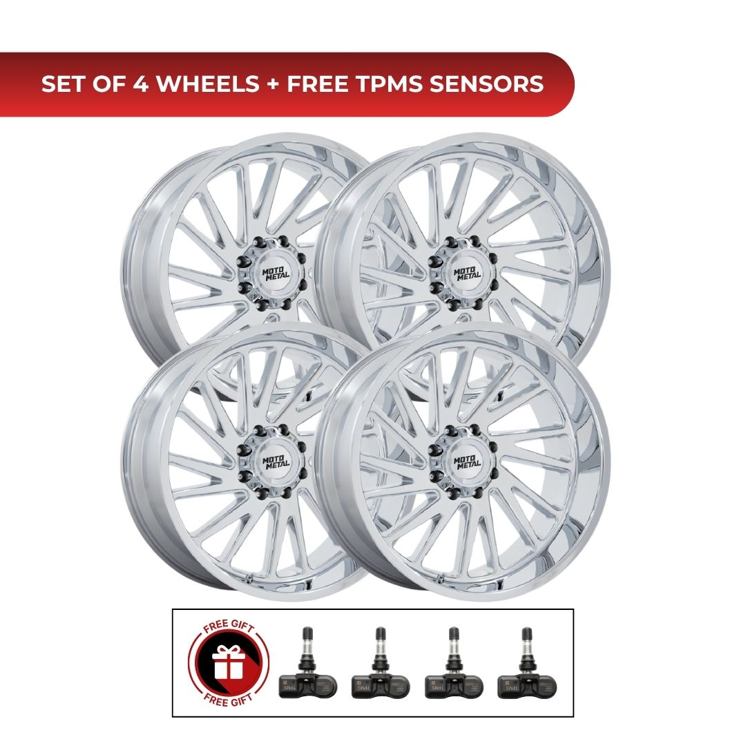 Moto Metal MO811 Combat 20x10 6x135 Chrome 4pcs | Fits Ford F-150 | Free TPMS Sensors or Lug Nuts