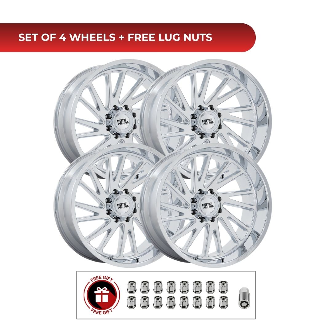 Moto Metal MO811 Combat 20x10 6x135 Chrome 4pcs | Fits Ford F-150 | Free TPMS Sensors or Lug Nuts
