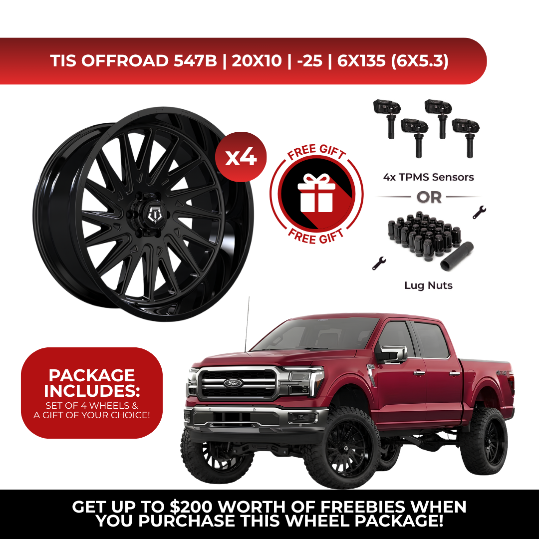 TIS 547B 20x10 -25 6x135 4pcs | Fits Ford F-150 | Free TPMS Sensors or Lug Nuts