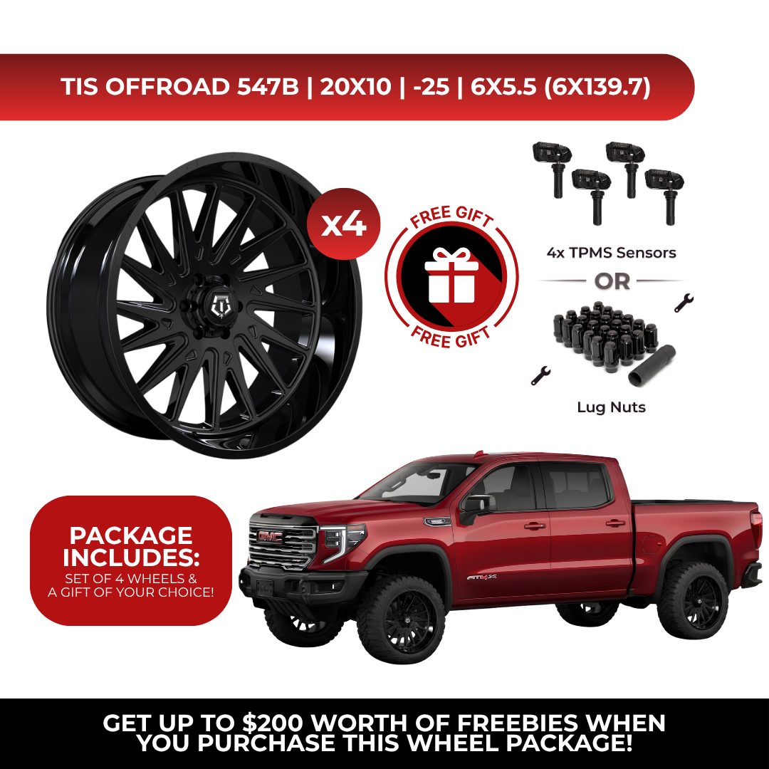 TIS 547B 20x10 -25 6x139.7 4pcs | Fits GMC Sierra 1500 | Free TPMS Sensors or Lug Nuts
