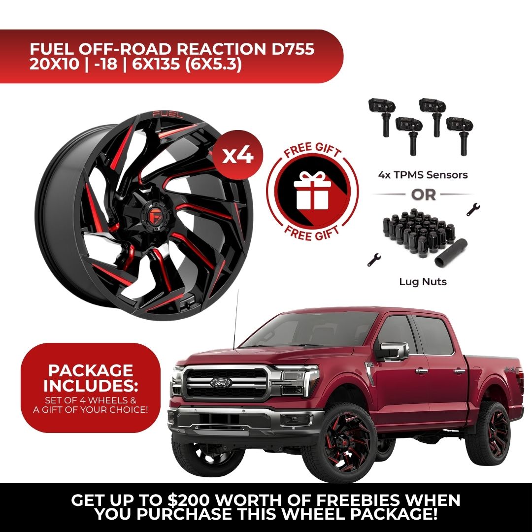 Fuel D755 Reaction 20x10 6x135 4pcs | Fits Ford F-150 | Free TPMS Sensors or Lug Nuts