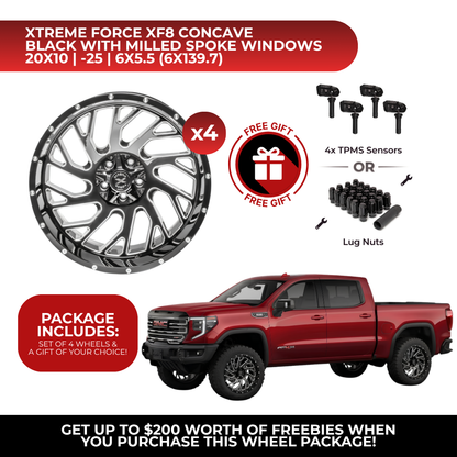 Xtreme Force XF-8 Concave 20x10 6x139.7 4pcs | Fits GMC Sierra 1500 | Free TPMS Sensors or Lug Nuts