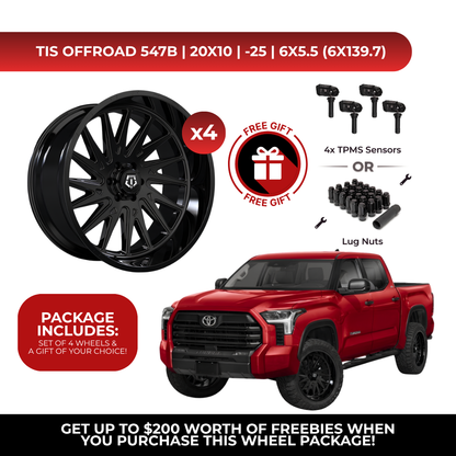 TIS 547B 20x10 -25 6x139.7 4pcs | Fits Toyota Tundra | Free TPMS Sensors or Lug Nuts