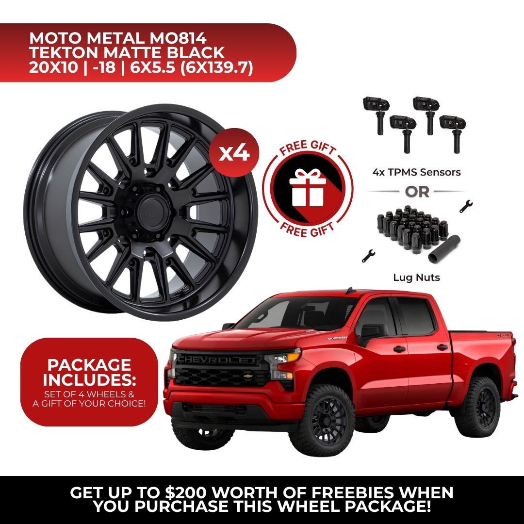 Moto Metal MO814 Tekton 20x10 6x139.7 4pcs | Fits Chevy Silverado 1500 | Free TPMS Sensors or Lug Nuts