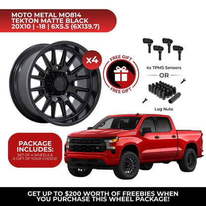 Moto Metal MO814 Tekton 20x10 6x139.7 4pcs | Fits Chevy Silverado 1500 | Free TPMS Sensors or Lug Nuts