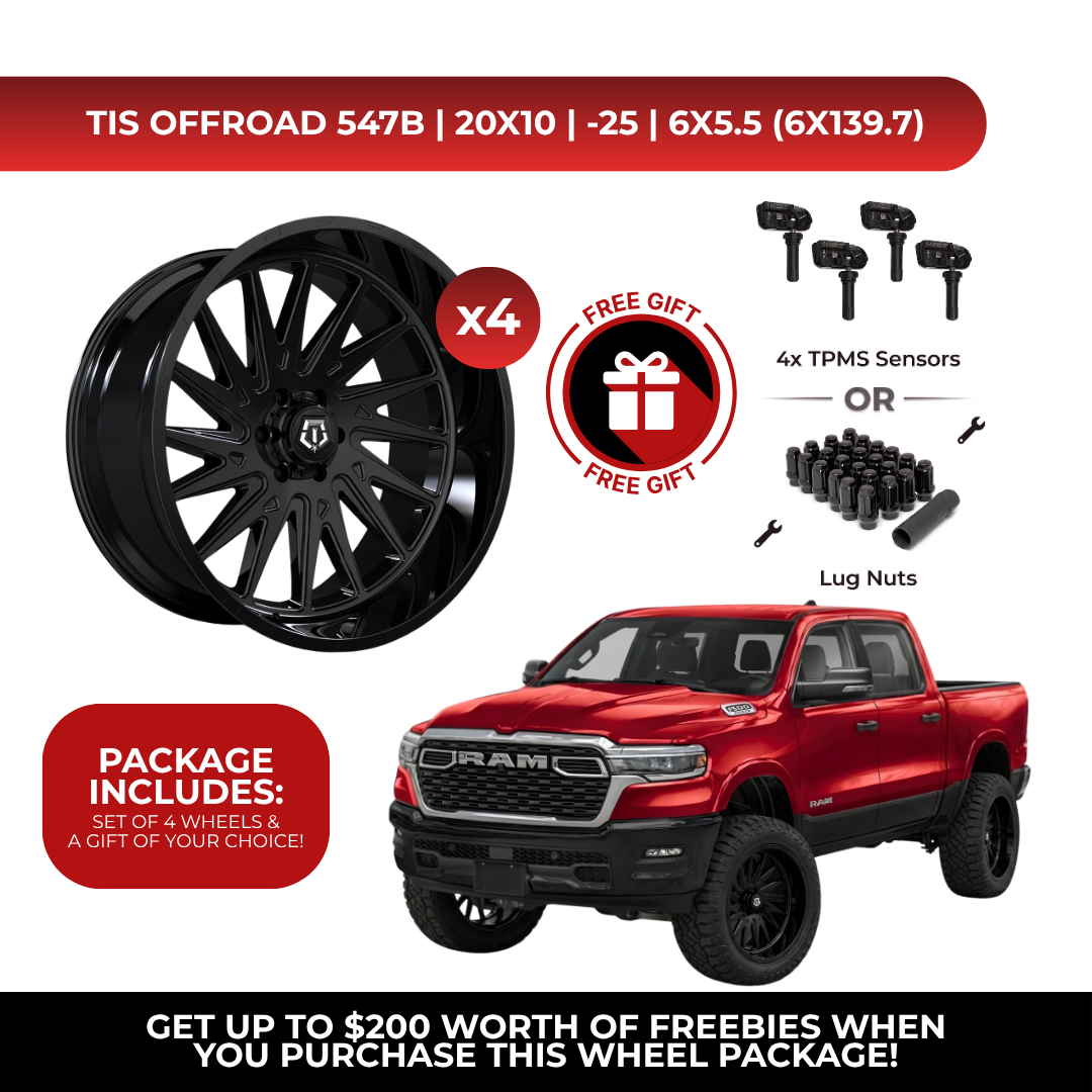 TIS 547B 20x10 -25 6x139.7 4pcs | Fits RAM 1500 | Free TPMS Sensors or Lug Nuts