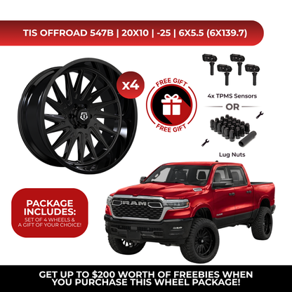 TIS 547B 20x10 -25 6x139.7 4pcs | Fits RAM 1500 | Free TPMS Sensors or Lug Nuts