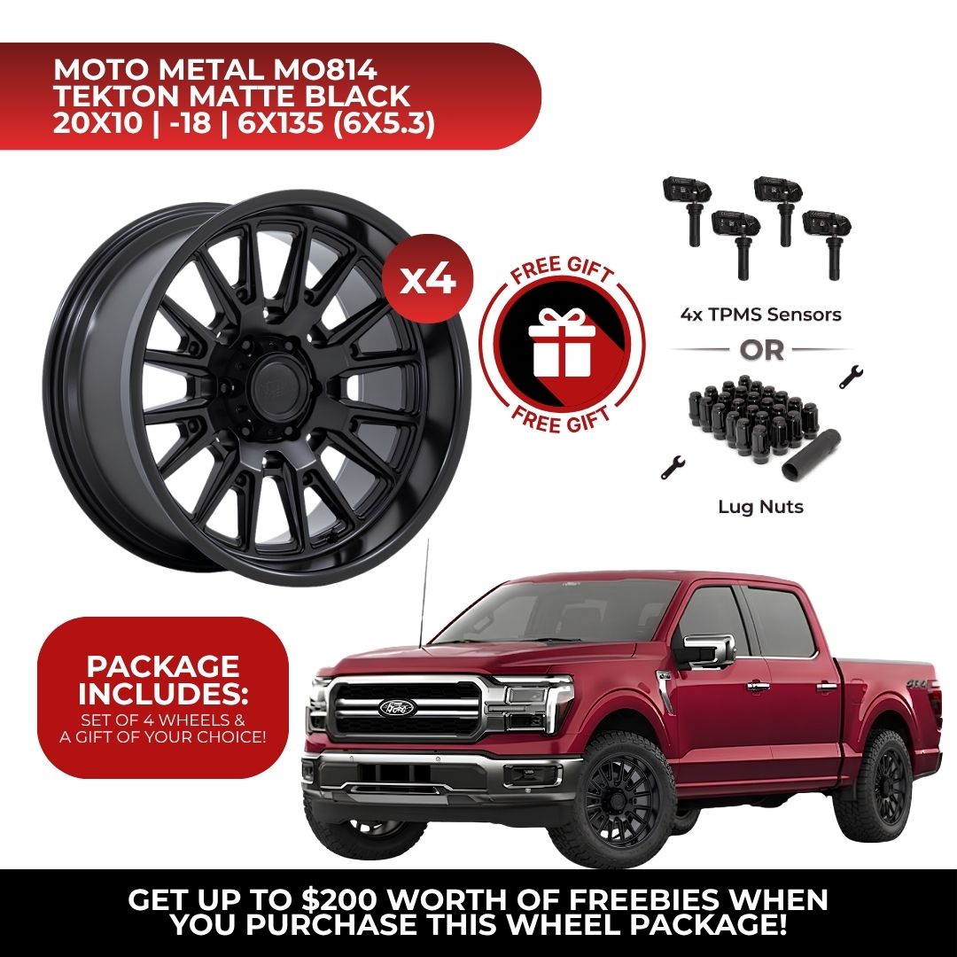 Moto Metal MO814 Tekton 20x10 6x135 4pcs | Fits Ford F-150 | Free TPMS Sensors or Lug Nuts