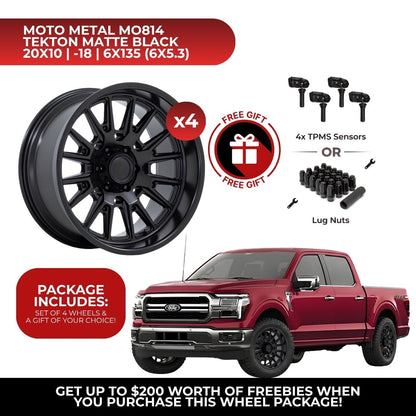 Moto Metal MO814 Tekton 20x10 6x135 4pcs | Fits Ford F-150 | Free TPMS Sensors or Lug Nuts