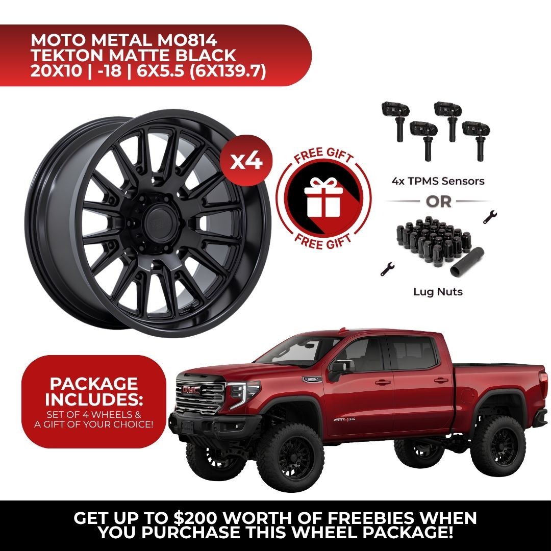 Moto Metal MO814 Tekton 20x10 6x139.7 4pcs | Fits GMC Sierra 1500 | Free TPMS Sensors or Lug Nuts