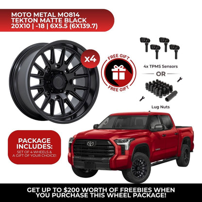Moto Metal MO814 Tekton 20x10 6x139.7 4pcs | Fits Toyota Tundra | Free TPMS Sensors or Lug Nuts