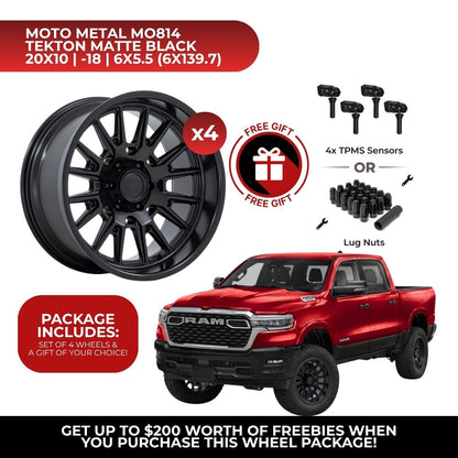 Moto Metal MO814 Tekton 20x10 6x139.7 4pcs | Fits RAM 1500 | Free TPMS Sensors or Lug Nuts