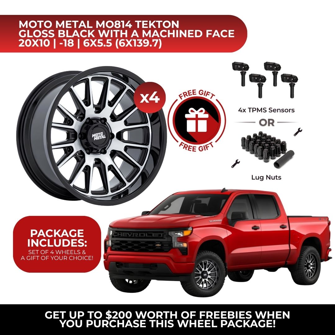 Moto Metal MO814 Tekton 20x10 6x139.7 GBM 4pcs | Fits Chevy Silverado 1500 | Free TPMS Sensors or Lug Nuts