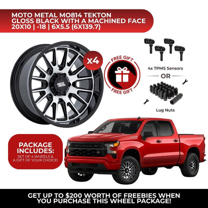 Moto Metal MO814 Tekton 20x10 6x139.7 GBM 4pcs | Fits Chevy Silverado 1500 | Free TPMS Sensors or Lug Nuts