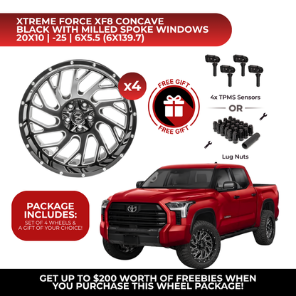 Xtreme Force XF-8 Concave 20x10 6x139.7 4pcs | Fits Toyota Tundra | Free TPMS Sensors or Lug Nuts