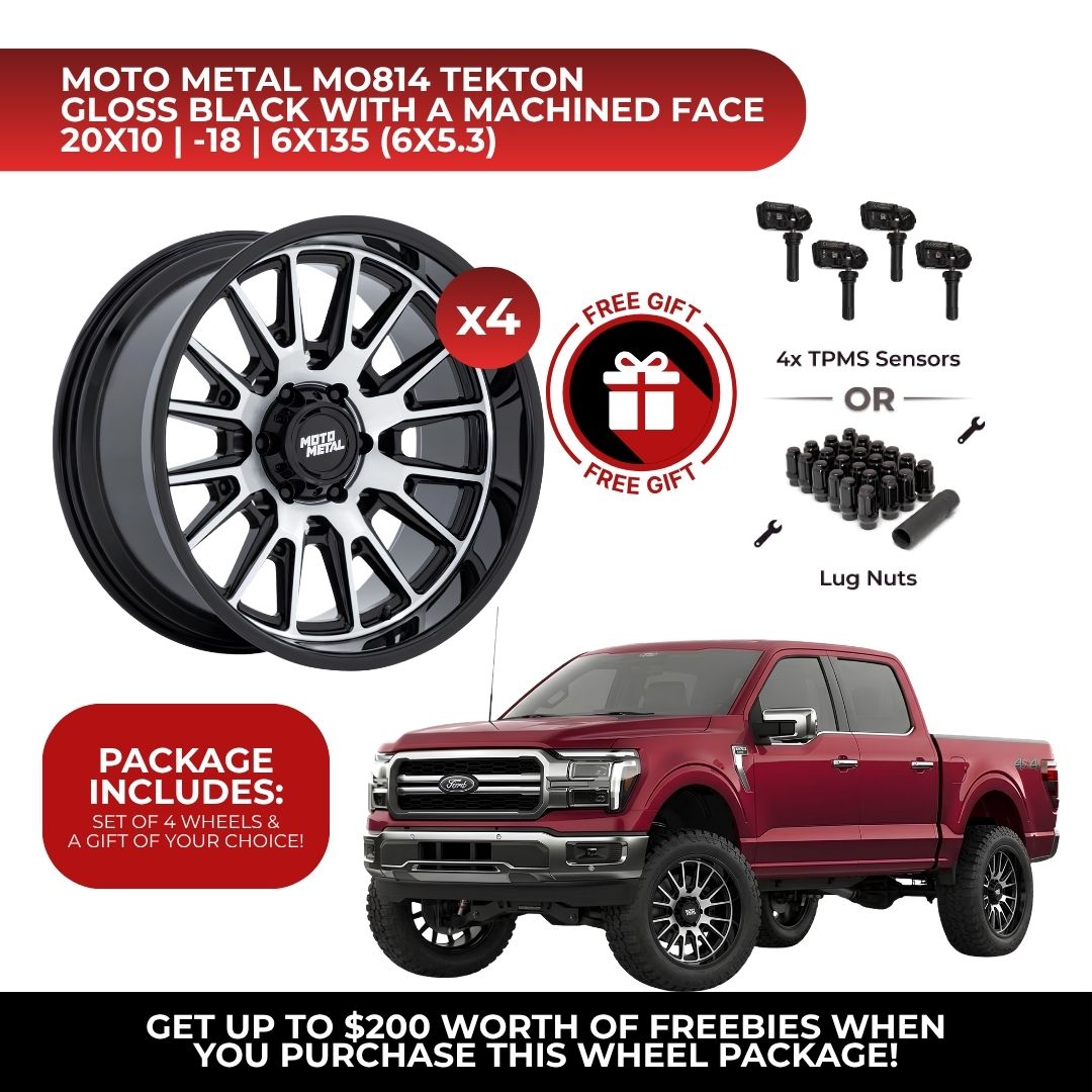 Moto Metal MO814 Tekton 20x10 6x135 GBM 4pcs | Fits Ford F-150 | Free TPMS Sensors or Lug Nuts