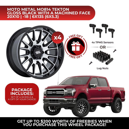 Moto Metal MO814 Tekton 20x10 6x135 GBM 4pcs | Fits Ford F-150 | Free TPMS Sensors or Lug Nuts