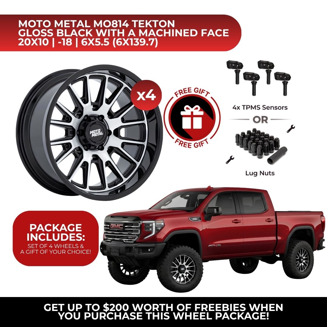 Moto Metal MO814 Tekton 20x10 6x139.7 GBM 4pcs | Fits GMC Sierra 1500 | Free TPMS Sensors or Lug Nuts