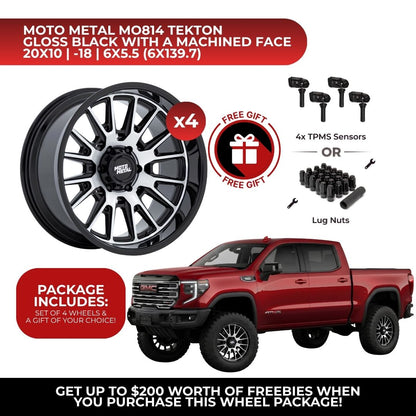 Moto Metal MO814 Tekton 20x10 6x139.7 GBM 4pcs | Fits GMC Sierra 1500 | Free TPMS Sensors or Lug Nuts
