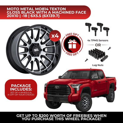 Moto Metal MO814 Tekton 20x10 6x139.7 GBM 4pcs | Fits Toyota Tundra | Free TPMS Sensors or Lug Nuts