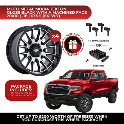 Moto Metal MO814 Tekton 20x10 6x139.7 GBM 4pcs | Fits RAM 1500 | Free TPMS Sensors or Lug Nuts