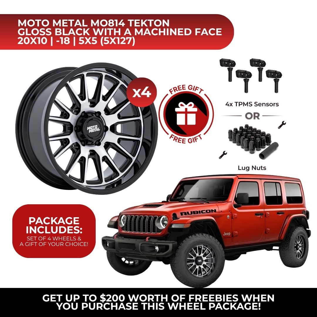 Moto Metal MO814 Tekton 20x10 5x127 GBM 4pcs | Fits Jeep Wrangler | Free TPMS Sensors or Lug Nuts