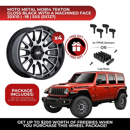 Moto Metal MO814 Tekton 20x10 5x127 GBM 4pcs | Fits Jeep Wrangler | Free TPMS Sensors or Lug Nuts
