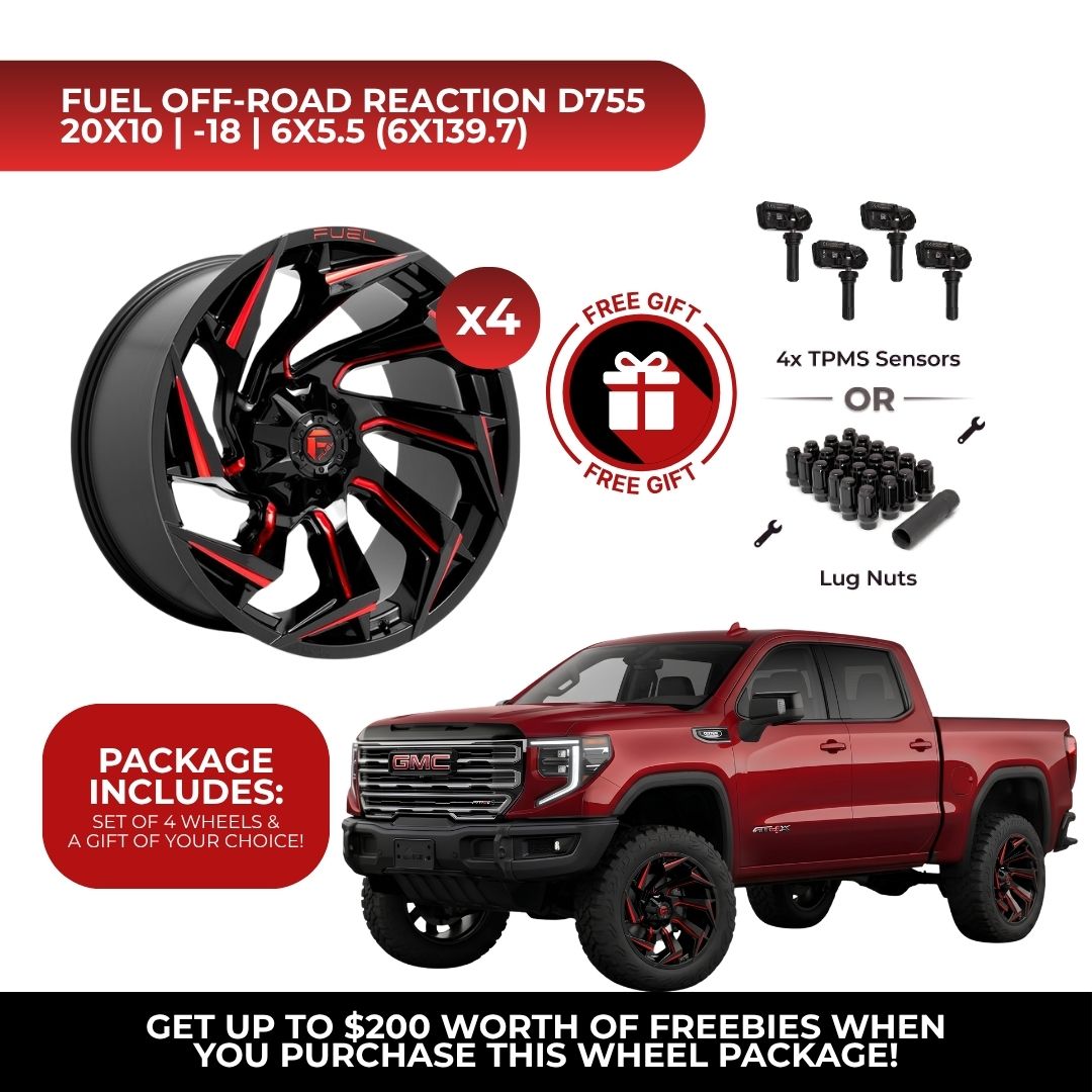 Fuel D755 Reaction 20x10 6x139.7 4pcs | Fits GMC Sierra 1500 | Free TPMS Sensors or Lug Nuts