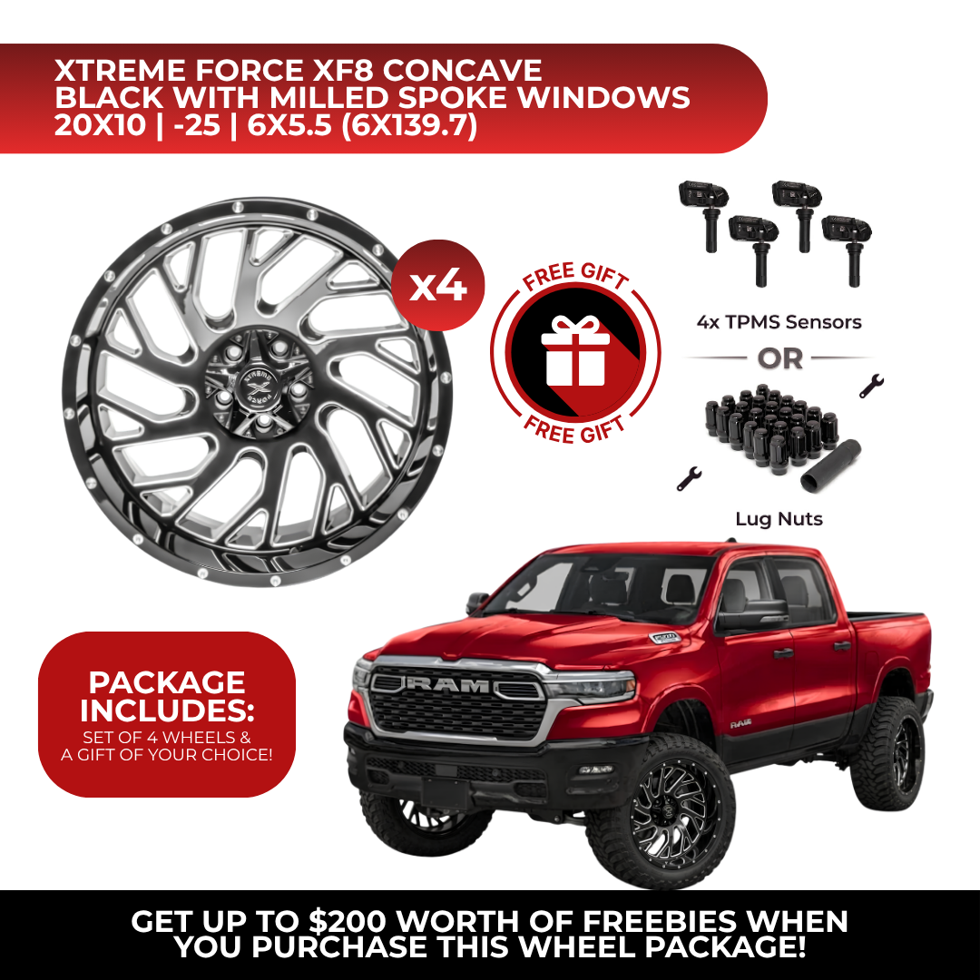 Xtreme Force XF-8 Concave 20x10 6x139.7 4pcs | Fits RAM 1500 | Free TPMS Sensors or Lug Nuts