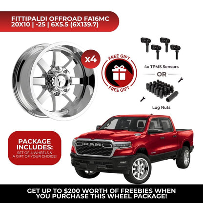 Fittipaldi Offroad FA16MC 20x10 6x139.7 4pcs | Fits RAM 1500 | Free TPMS Sensors or Lug Nuts