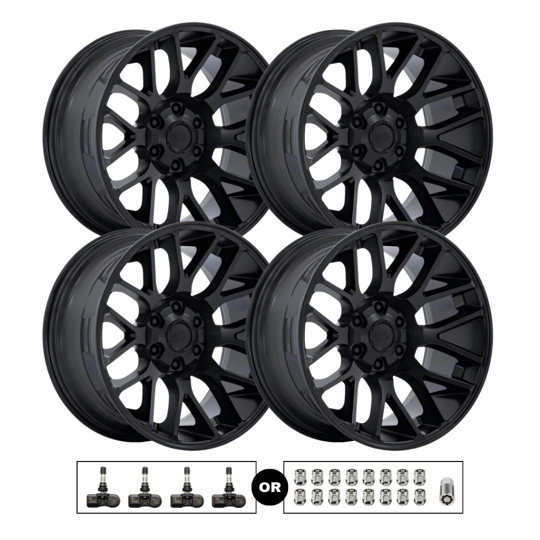 Moto Metal MO816 Overlook 20x10 6x139.7 Blackout 4pcs | Fits Toyota Tundra | Free TPMS Sensors or Lug Nuts