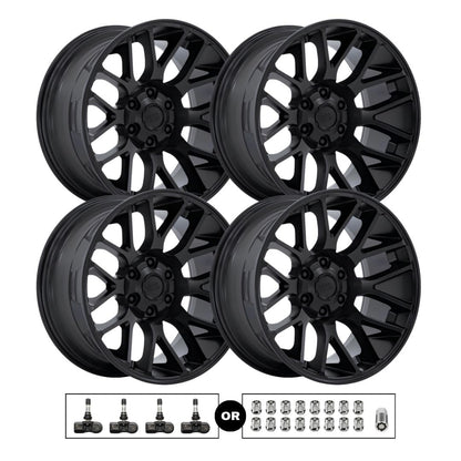 Moto Metal MO816 Overlook 20x10 6x139.7 Blackout 4pcs | Fits Toyota Tundra | Free TPMS Sensors or Lug Nuts