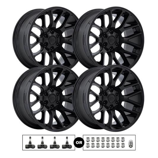 Moto Metal MO816 Overlook 20x10 5x127 Blackout 4pcs | Fits Jeep Wrangler | Free TPMS Sensors or Lug Nuts