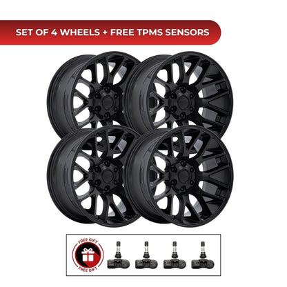 Moto Metal MO816 Overlook 20x10 6x139.7 Blackout 4pcs | Fits Toyota Tundra | Free TPMS Sensors or Lug Nuts